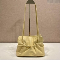 Luxury Discount Prada Nappa leather shoulder bag with Buckle 1BG586 Yellow 2025