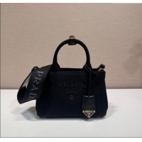 Pretty Style Prada Jardiniere cotton canvas mini handbag 1BA038 Black 2025