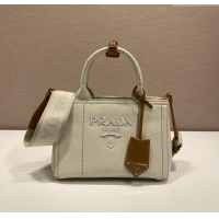 Well Crafted Prada Jardiniere linen blend mini handbag 1BA038 White 2025