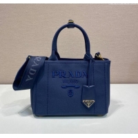 Best Product Prada Jardiniere small cotton canvas handbag 1BG464 Baltic Blue 2025