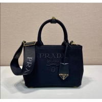 Top Quality Prada Jardiniere small cotton canvas handbag 1BG464 Black 2025