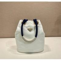 Luxury Cheap Prada Mariner Re-Nylon small bucket bag 1BE082 White 2025