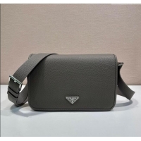 Reasonable Price Prada Mens Leather shoulder bag 2VD075 Grey 2025