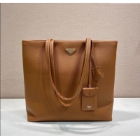 Traditional Discount Prada Mens Leather Tote Bag 2VG130 Cognac Brown 2025