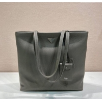 Top Grade Prada Mens Leather Tote Bag 2VG130 Grey 2025