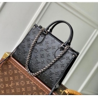 Luxury Cheap Louis Vuitton OnTheGo Tote Bag in Monogram Leather M14576 Black 2025