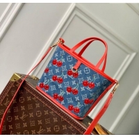Top Quality Louis Vuitton LV x TM Neverfull Inside Out BB Tote Bag in Blue Cherry Monogram Denim M14997 2025