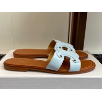 Purchase Celine Marina Flat Slides Sandal in Calfskin Leather Light Blue 0709076