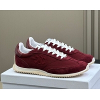 Fashion Celine Racer Low top Sneakers in Nylon and Suede Burgundy 0709082