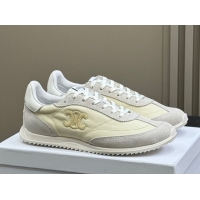 Top Design Celine Racer Low top Sneakers in Nylon and Suede Vanilla White 0709084