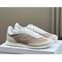 Big Discount Celine Racer Low top Sneakers in Nylon and Suede Rose Beige 0709085