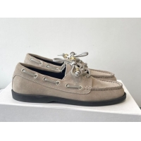 Good Product Celine Bateau Lace-up Loafers in Suede Grey 0709088