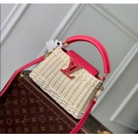Luxury Cheap Louis Vuitton Capucines Mini Bag in Rattan and Leather M26005 Red 2025