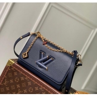 Top Design Louis Vuitton Twist MM Slim bag in Leather M14342 Navy Blue 2025