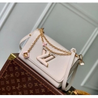 Grade Quality Louis Vuitton Twist MM Slim bag in Leather M14341 Quartz White 2025