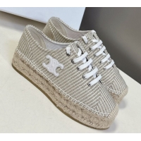 Popular Style Celine Lace-up Platform Les Espadrilles in Oshkosh Canvas Grey 0709096