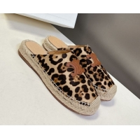 Good Quality Celine Platform Les Espadrilles Mules in Leopard Printed Hairy Calfskin Brown/Beige 0709098