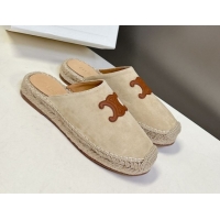 Best Product Celine Platform Les Espadrilles Mules in Suede Beige 0709099
