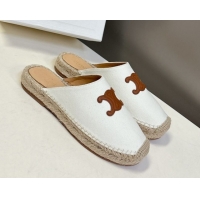 Charming Celine Platform Les Espadrilles Mules in Cotton Canvas White 0709100