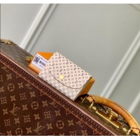 Inexpensive Louis Vuitton Rosalie Coin Purse Wallet in Damier Azur and Micro Monogram Leather M25745 Sand White 2025