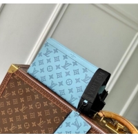 Good Taste Louis Vuitton Mens Gaston Wearable Wallet in Monogram Shadow Leather M81115 Light Blue 2025