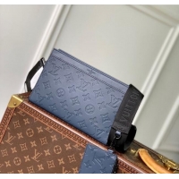 Well Crafted Louis Vuitton Mens Gaston Wearable Wallet in Monogram Shadow Leather M81115 Navy Blue 2025