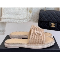 Best Price Chanel Crochet Flat Slides Sandal with Chain Beige 2 2025 CH061004