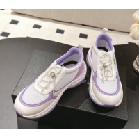 Good Quality Chanel Calfskin and Mesh Sneakers Purple 2025 CH061006
