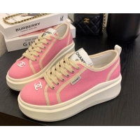 Good Looking Chanel Platform Canvas Sneakers Pink 2025 CH061008