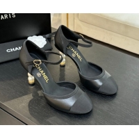 Best Price Chanel Calfskin & Grosgrain Sandals 8.5cm with Pearls Heel Black 2025 CH061009