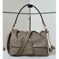 Top Grade Fendi Mamma Baguette Large Bag in Nappa Leather 8677L Dove Grey 2025