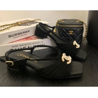 Stylish Chanel Suede Sandals 3cm with CC Black 2025 CH061010