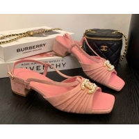 Buy Luxury Chanel Suede Sandals 3cm with CC Pink 2025 CH061010