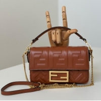 Grade Promotional Fendi Baguette Mini Nappa Leather Bag 0135S Brown 2025