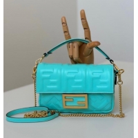 Top Grade Fendi Baguette Mini Nappa Leather Bag 0135S Neon Blue 2025