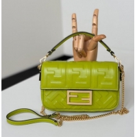 Good Quality Fendi Baguette Mini Nappa Leather Bag 0135S Acid Green 2025