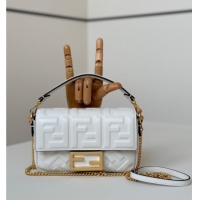 Buy Cheap Fendi Baguette Mini Nappa Leather Bag 0135S White/Gold 2025