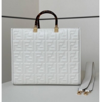 Fashion Discount Fendi Sunshine Shopper Medium Bag in FF Leather 8597L White 2025