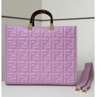Best Quality Fendi Sunshine Shopper Medium Bag in FF Leather 8597L Purple 2025