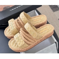 Duplicate Chanel Quilted Calfskin & Cord Slides Sandal Beige 2025 CH061013