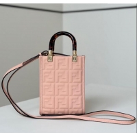 Good Quality Fendi Mini Sunshine Shopper Bag in FF Leather 8597S Light Pink 2025