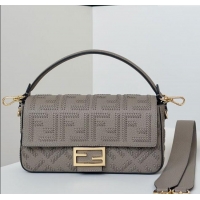 Well Crafted Fendi Baguette Medium Bag Cappuccino-colored leather bag with FF interlacing 8680 Grey 2025