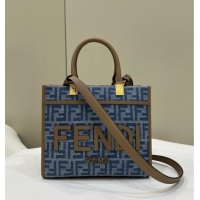 Top Grade Fendi Sunshine Small Tote Bag in FF 8618 Blue Denim 2025