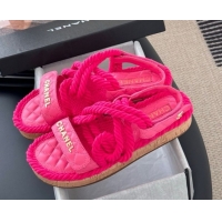 Grade Quality Chanel Quilted Calfskin & Cord Sandals Pink 2025 CH061013