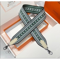 Fashion Discount Hermes Canvas Bag Strap 5x85cm H1037 Green/Grey/Silver 2025
