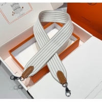 Luxury Discount Hermes Canvas Bag Strap 5x85cm H1037 White/Grey/Silver 2025