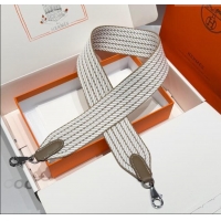 Top Grade Hermes Canvas Bag Strap 5x85cm H1037 White/Elephant/Silver 2025