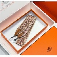 Top Design Hermes Canvas Bag Strap 5x85cm H1037 Brown/Beige/Silver 2025