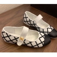 Top Design Chanel Quilted Calfskin Mary Janes Ballet Flats White 2025 CH061022
