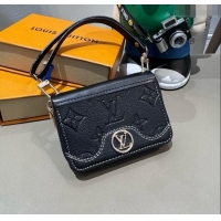 Famous Brand Louis Vuitton Card Pouch Monogram 0722 Embossed Black 2025